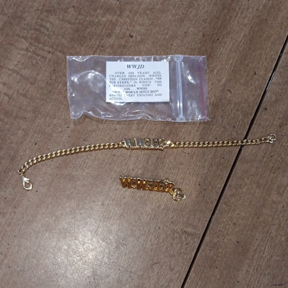 Goldtone WWJD Bracelet And Pin